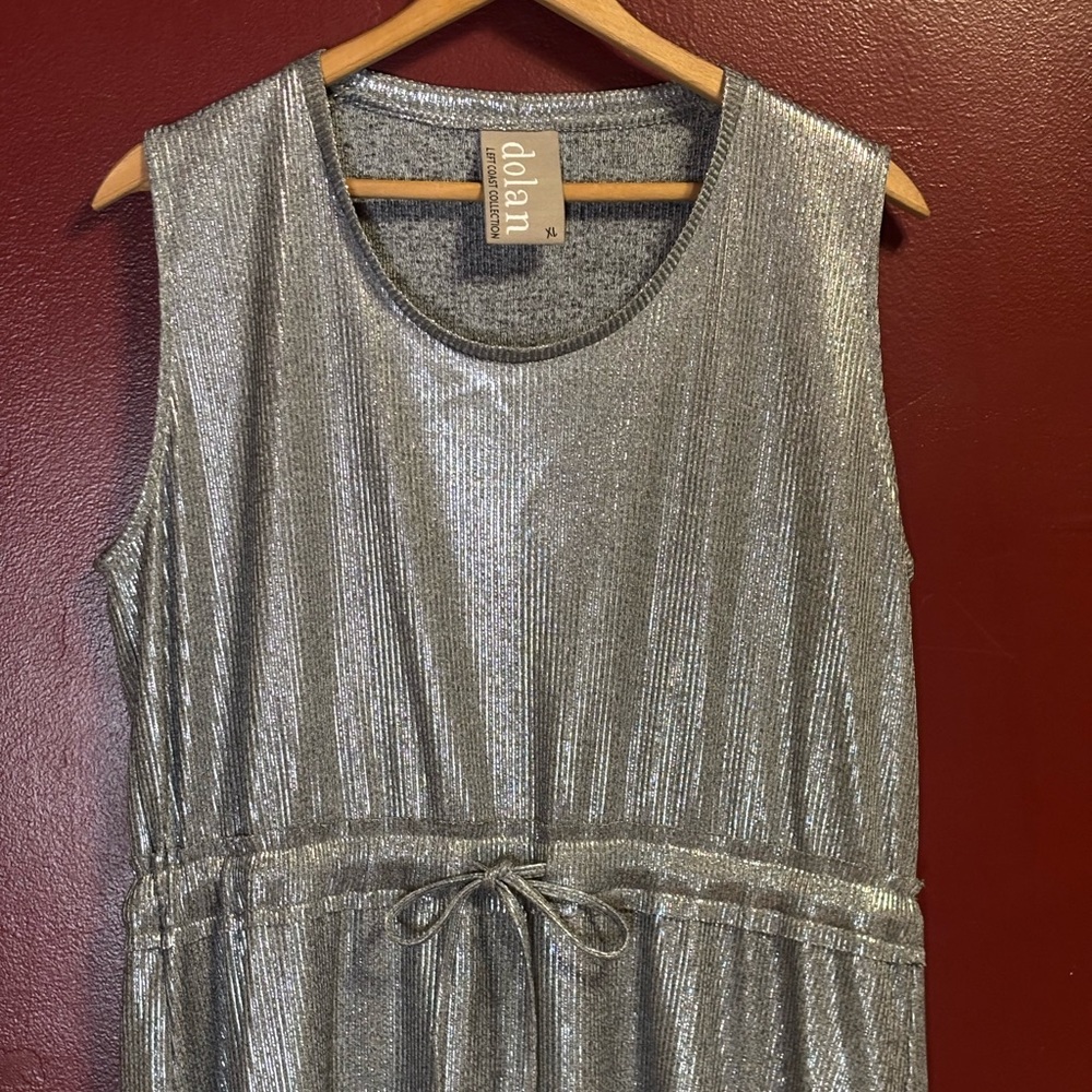 Dolan Shimmering Silver Midi Dress - Picture 2 of 8
